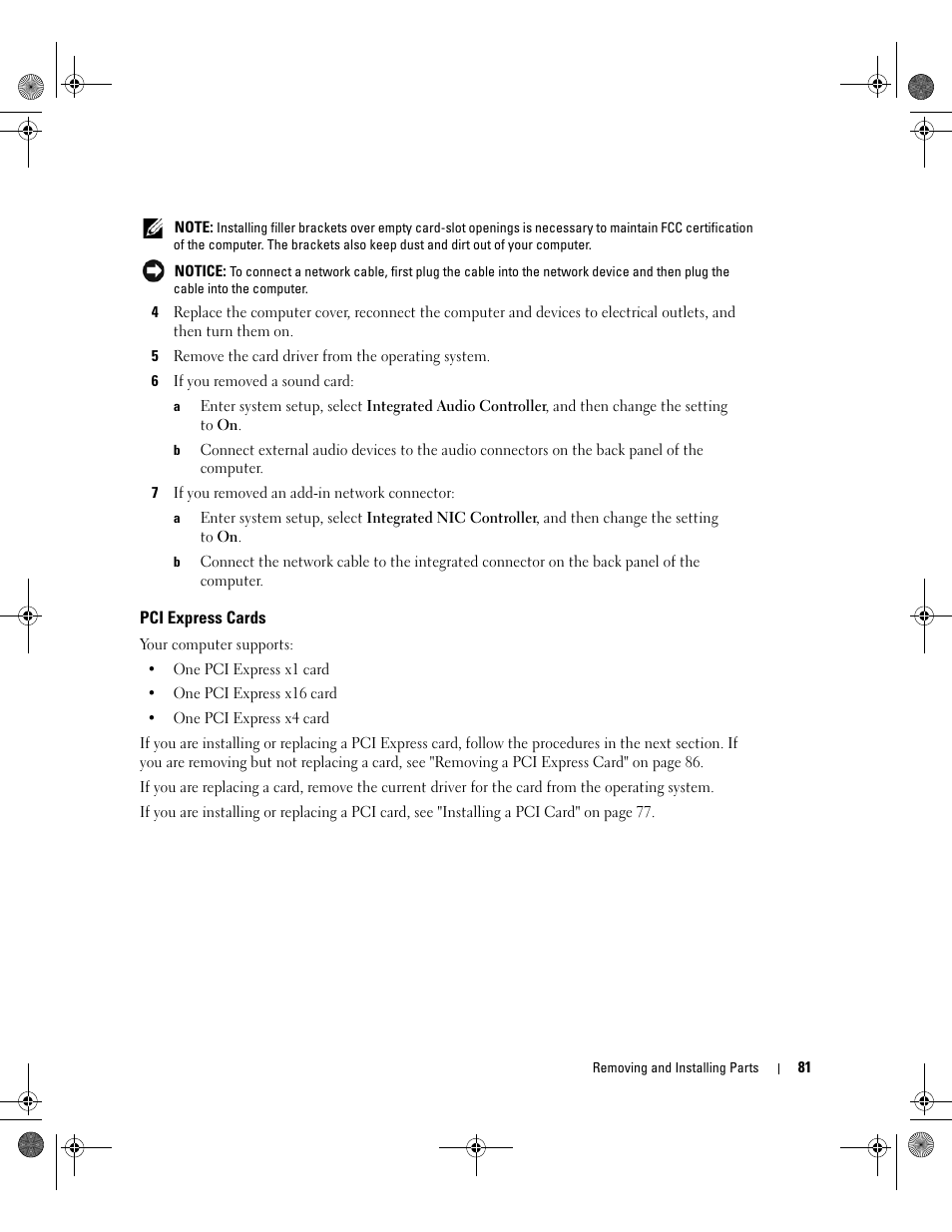 Pci express cards | Dell XPS 400/Dimension 9150 User Manual | Page 81 / 148
