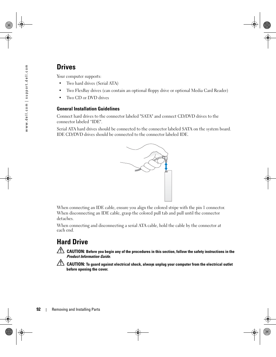 Drives, General installation guidelines, Hard drive | Dell XPS 400/Dimension 9150 User Manual | Page 92 / 148