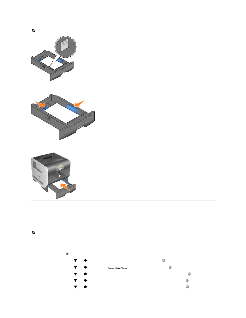 Setting the paper type and paper size | Dell 5210n Mono Laser Printer User Manual | Page 107 / 150