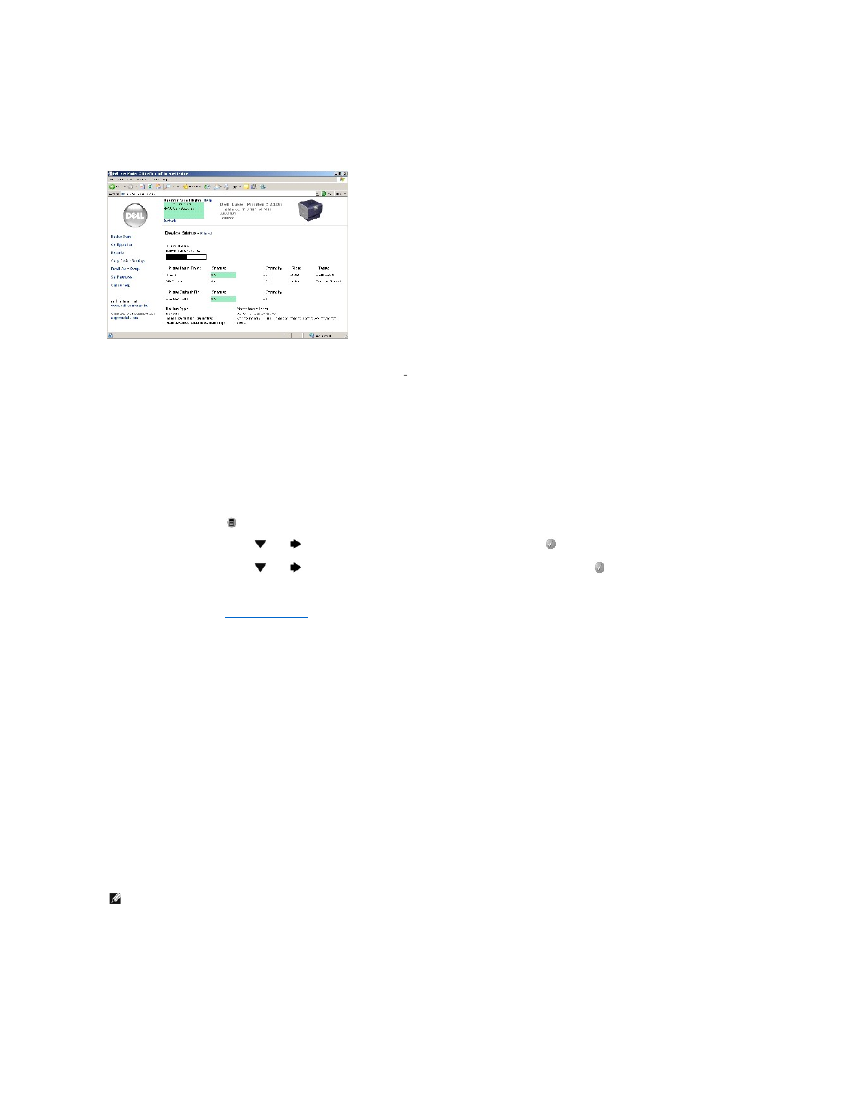 Printer status, Printer settings, Copy printer settings | Printing statistics | Dell 5210n Mono Laser Printer User Manual | Page 128 / 150