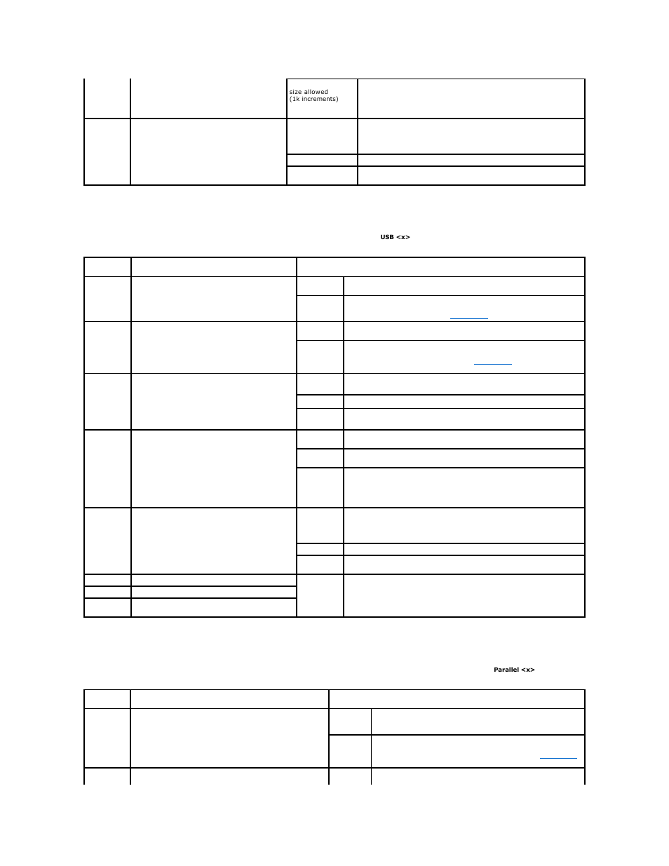 Standard usb and usb <x, Parallel and parallel <x | Dell 5210n Mono Laser Printer User Manual | Page 64 / 150