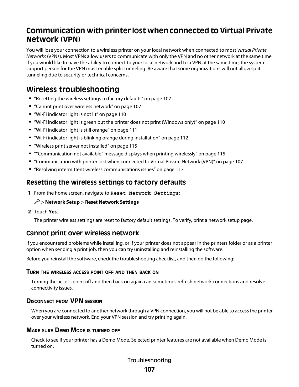 Wireless troubleshooting | Dell P713w All In One Photo Printer User Manual | Page 107 / 125