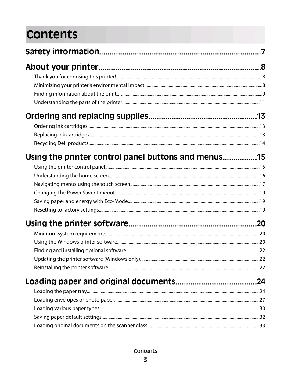 Dell P713w All In One Photo Printer User Manual | Page 3 / 125