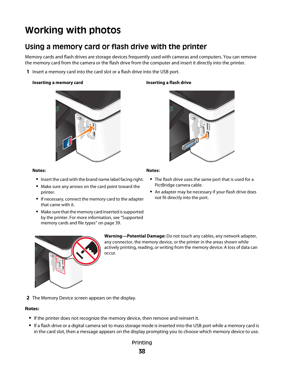 Working with photos | Dell P713w All In One Photo Printer User Manual | Page 38 / 125