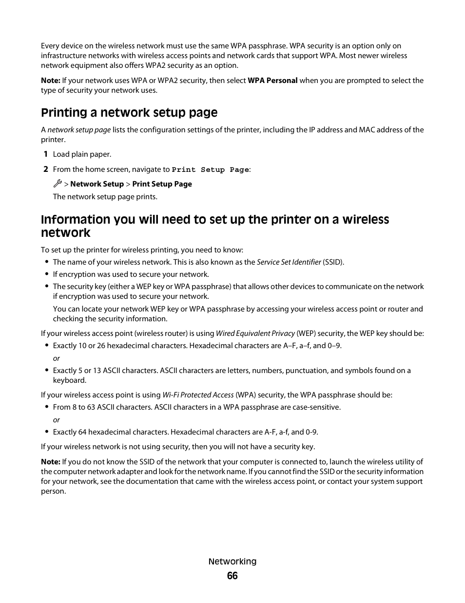 Printing a network setup page | Dell P713w All In One Photo Printer User Manual | Page 66 / 125