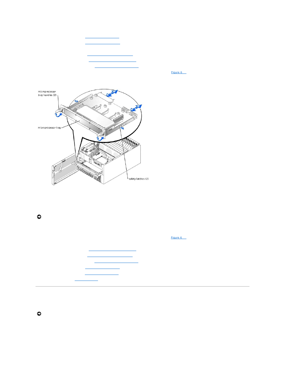 Microprocessors, Replacing the microprocessor tray | Dell PowerEdge 6600 User Manual | Page 60 / 77