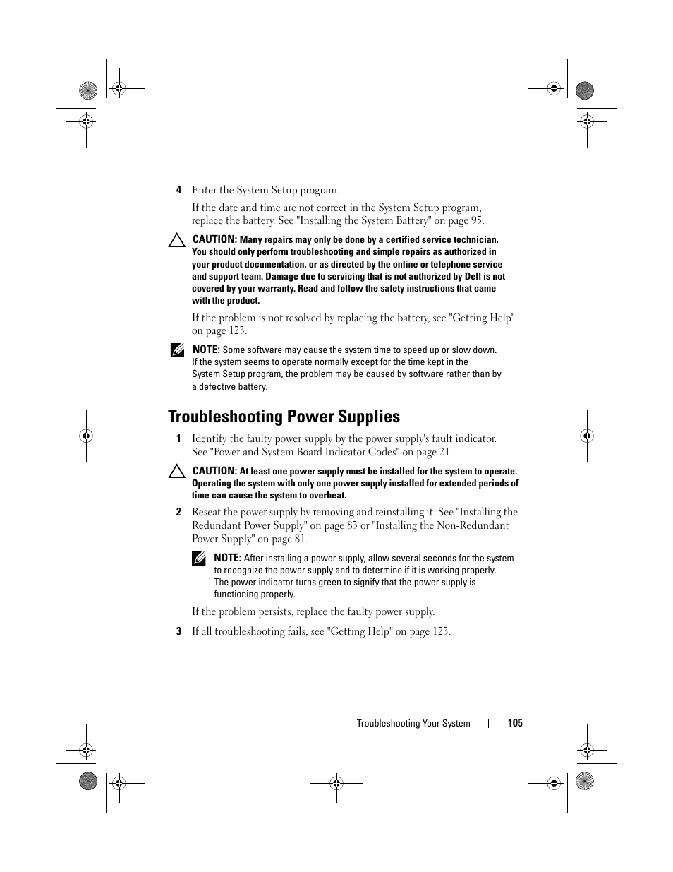 Troubleshooting power supplies | Dell PowerEdge C1100 User Manual | Page 105 / 140