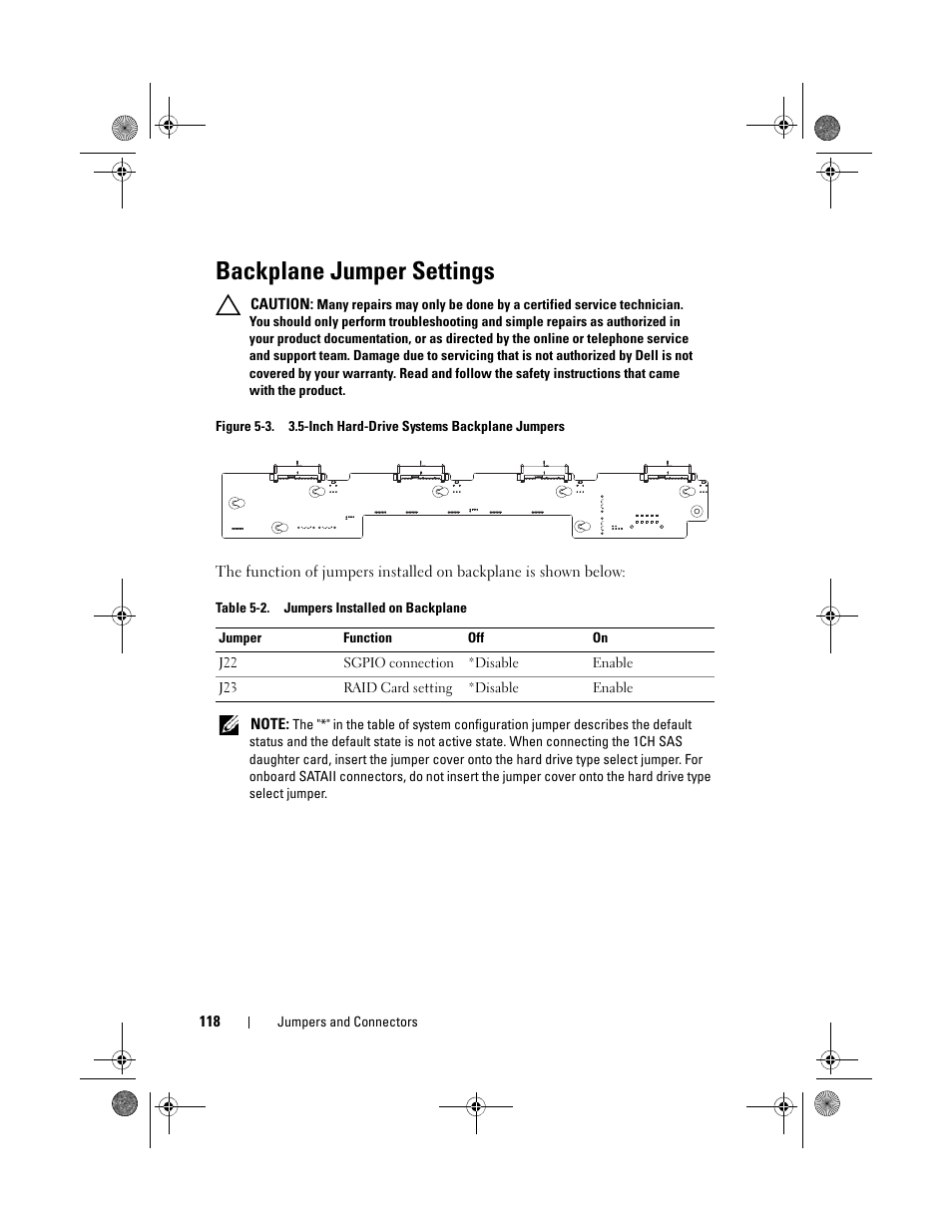 Backplane jumper settings | Dell PowerEdge C1100 User Manual | Page 118 / 140