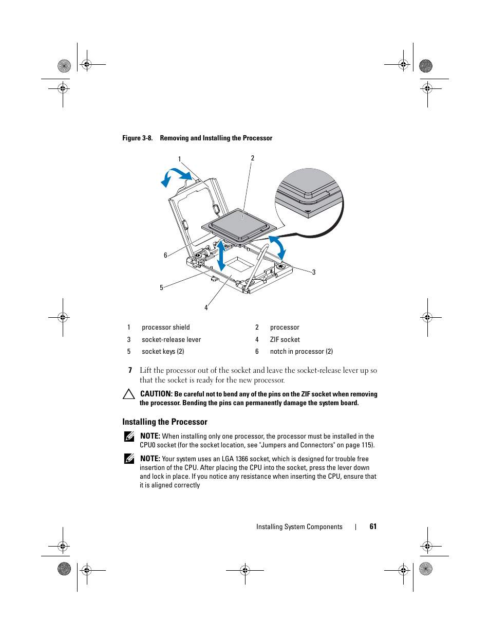 Installing the processor, Figure 3-8 | Dell PowerEdge C1100 User Manual | Page 61 / 140