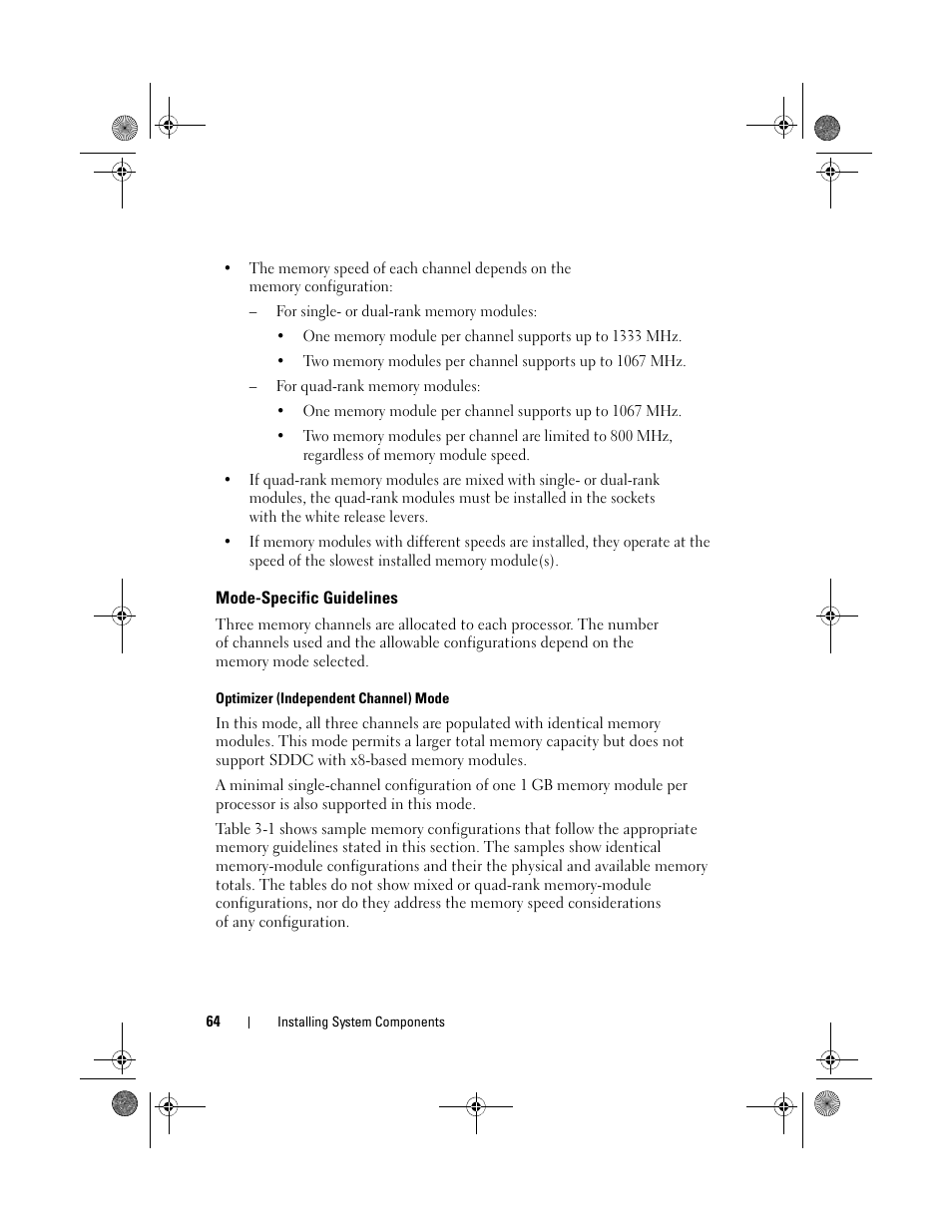 Mode-specific guidelines | Dell PowerEdge C1100 User Manual | Page 64 / 140
