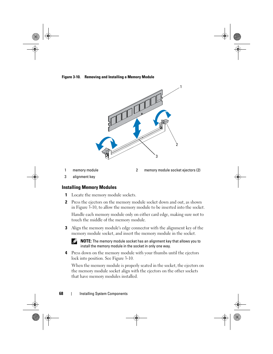 Installing memory modules, Figure 3-10 | Dell PowerEdge C1100 User Manual | Page 68 / 140