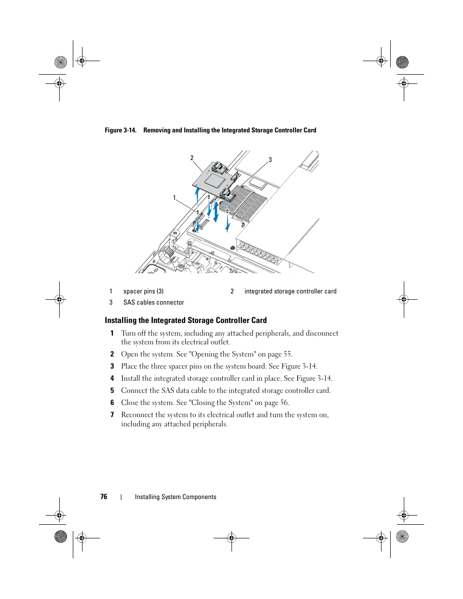 Installing the integrated, Storage controller card | Dell PowerEdge C1100 User Manual | Page 76 / 140