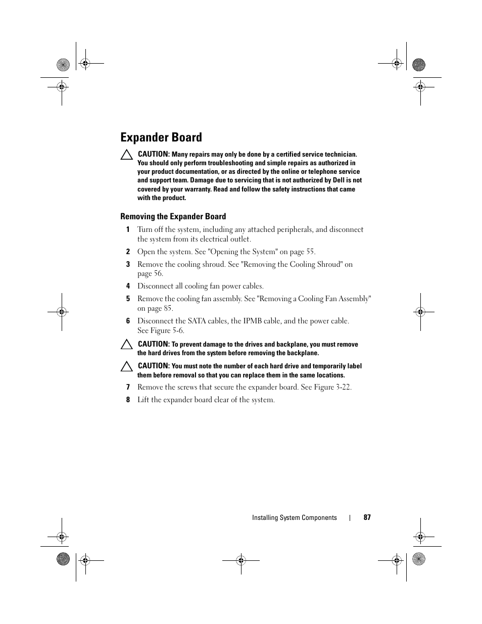 Expander board, Removing the expander board | Dell PowerEdge C1100 User Manual | Page 87 / 140