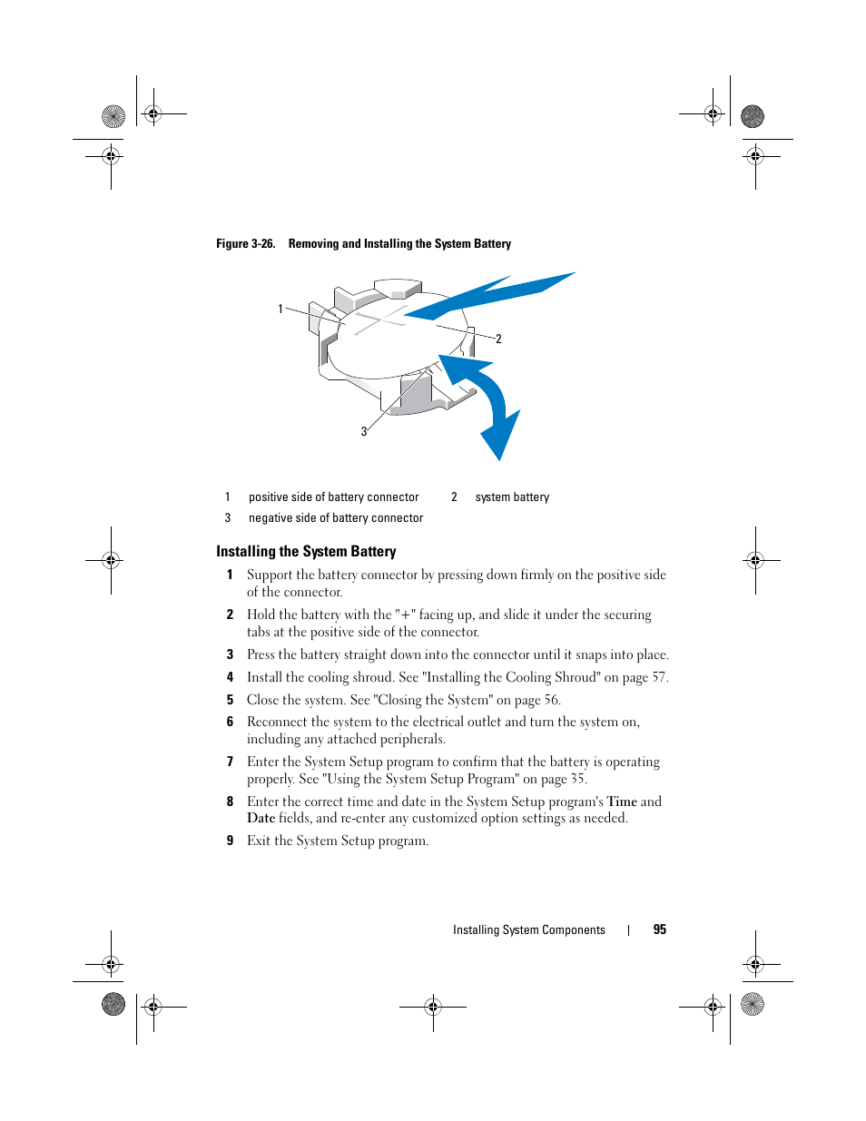 Installing the system battery | Dell PowerEdge C1100 User Manual | Page 95 / 140