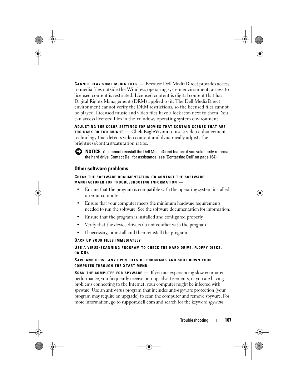 Other software problems | Dell XPS M1330 (M1330, Mid 2007) User Manual | Page 107 / 202