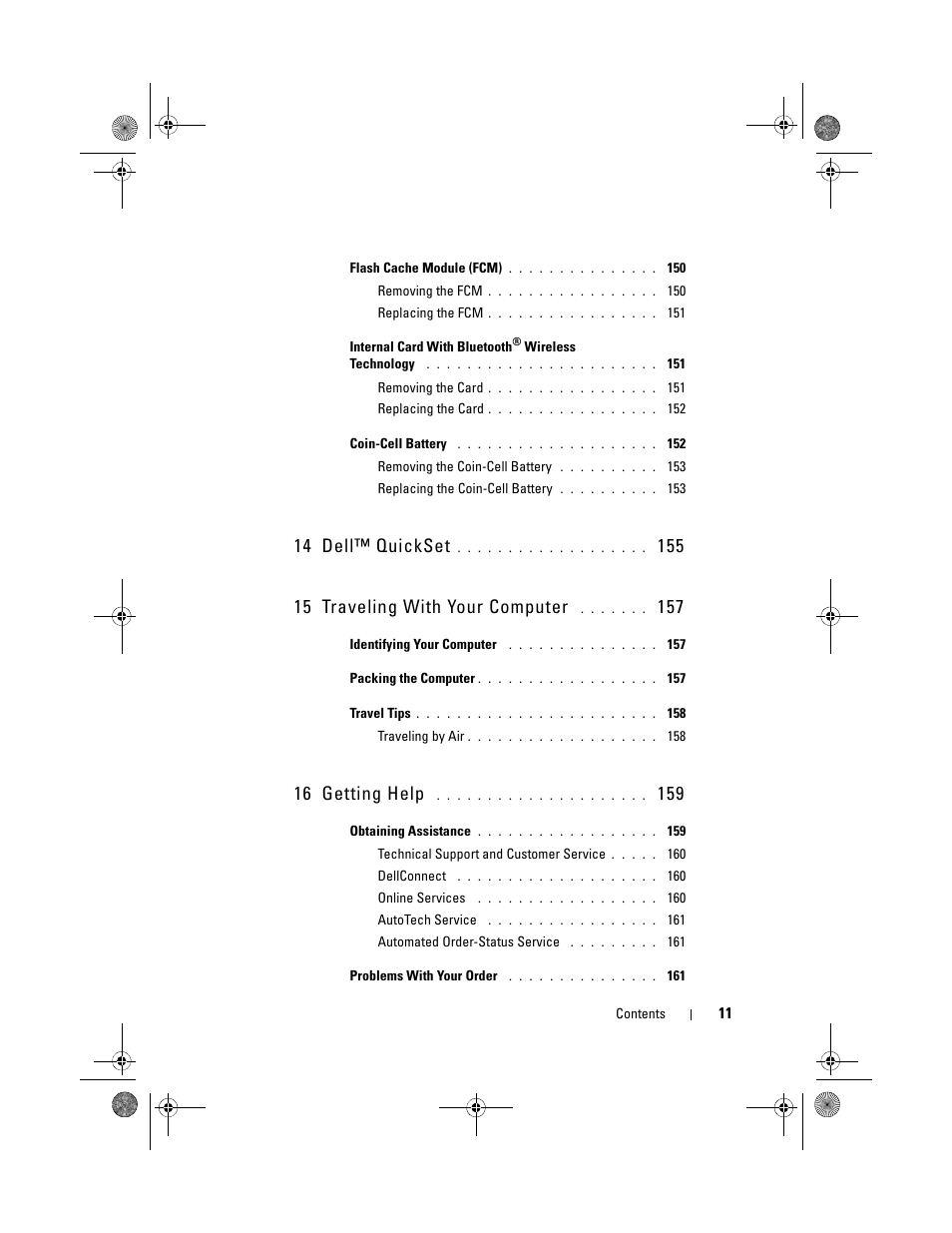 14 dell™ quickset, 16 getting help | Dell XPS M1330 (M1330, Mid 2007) User Manual | Page 11 / 202