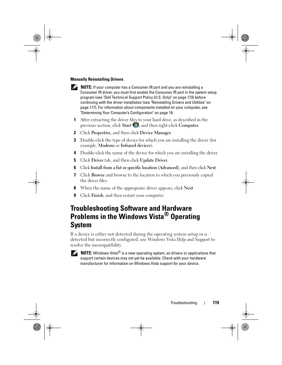 See "troubleshooting software, Operating system | Dell XPS M1330 (M1330, Mid 2007) User Manual | Page 119 / 202