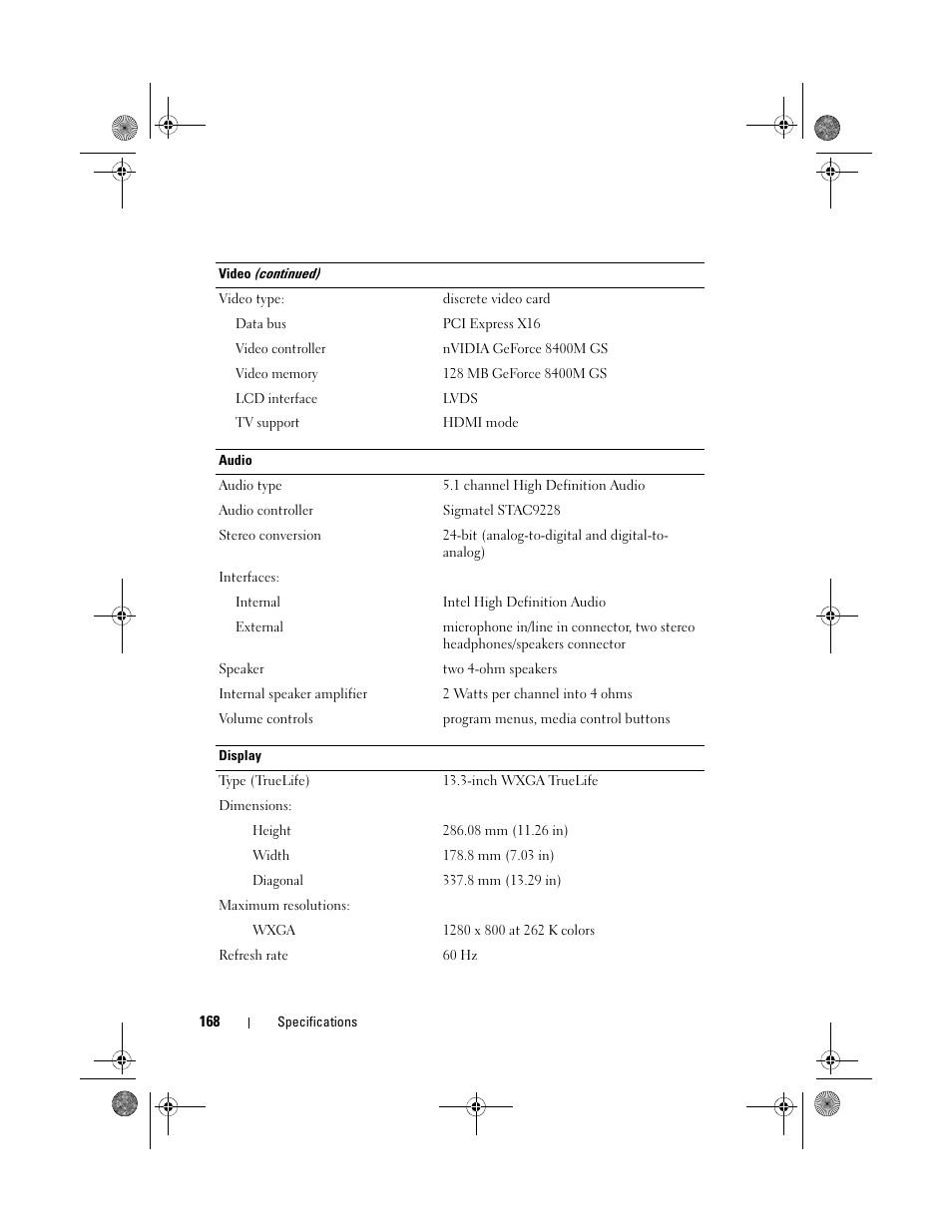 Dell XPS M1330 (M1330, Mid 2007) User Manual | Page 168 / 202