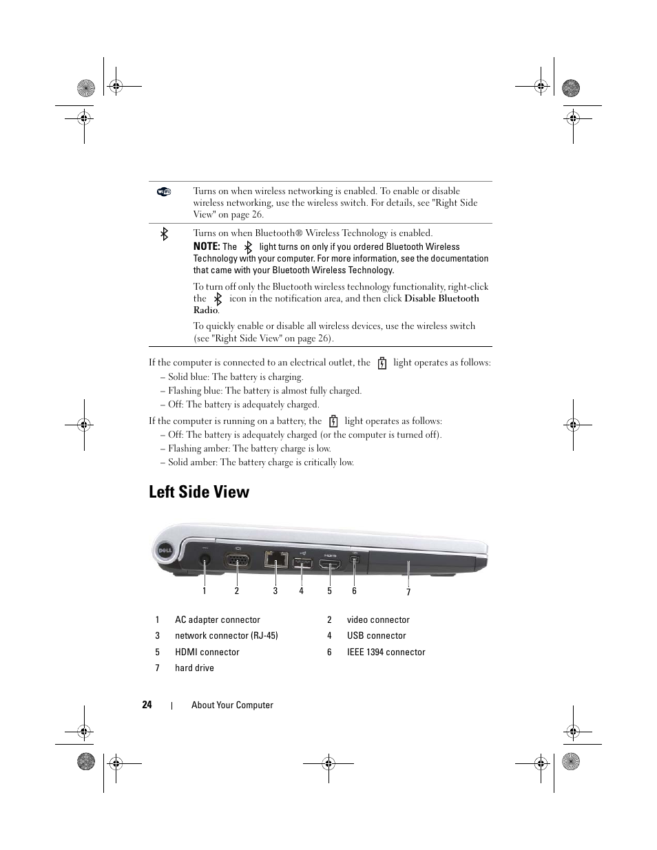 Left side view | Dell XPS M1330 (M1330, Mid 2007) User Manual | Page 24 / 202