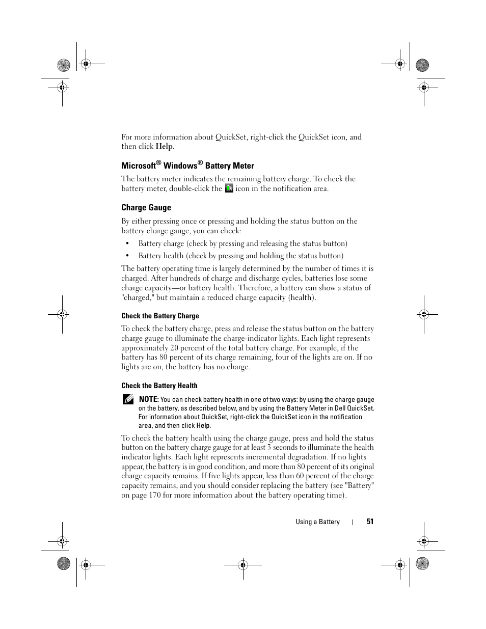 Microsoft® windows® battery meter, Charge gauge, Microsoft | Dell XPS M1330 (M1330, Mid 2007) User Manual | Page 51 / 202