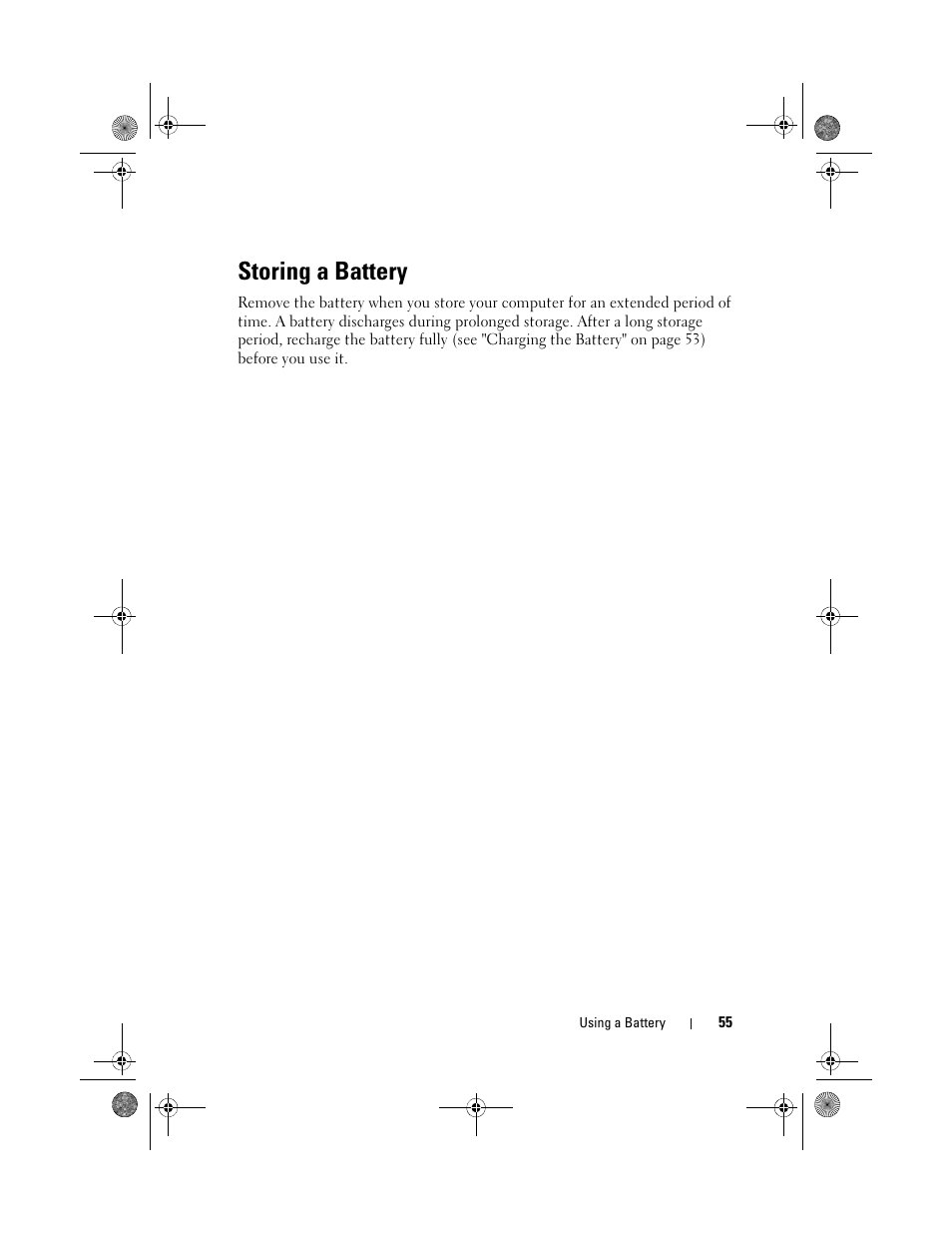 Storing a battery | Dell XPS M1330 (M1330, Mid 2007) User Manual | Page 55 / 202