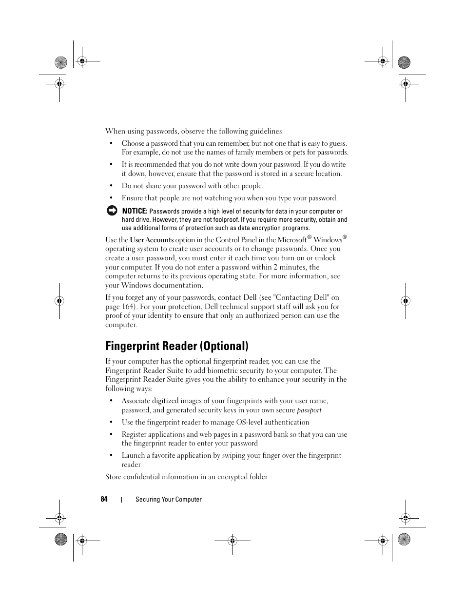 Fingerprint reader (optional) | Dell XPS M1330 (M1330, Mid 2007) User Manual | Page 84 / 202