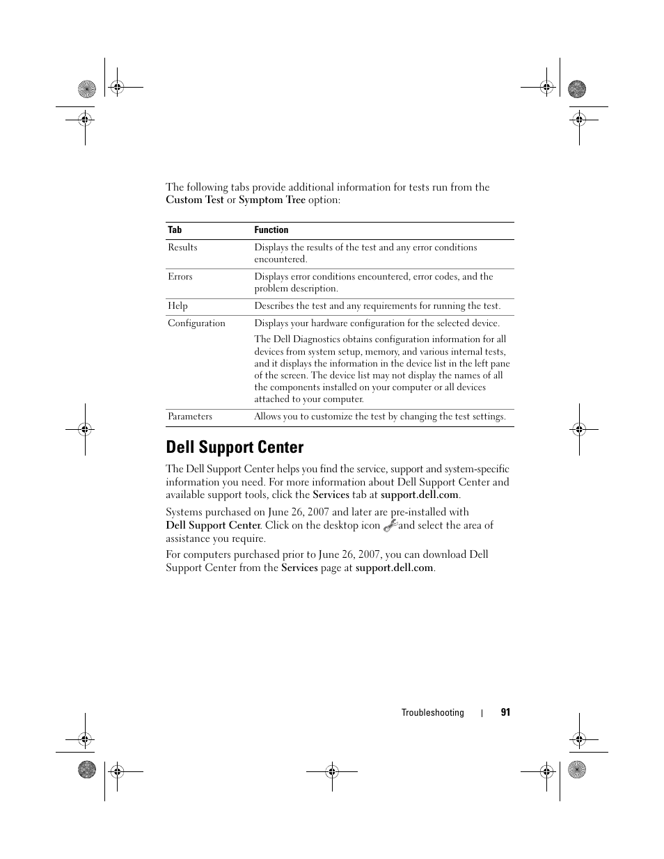 Dell support center | Dell XPS M1330 (M1330, Mid 2007) User Manual | Page 91 / 202
