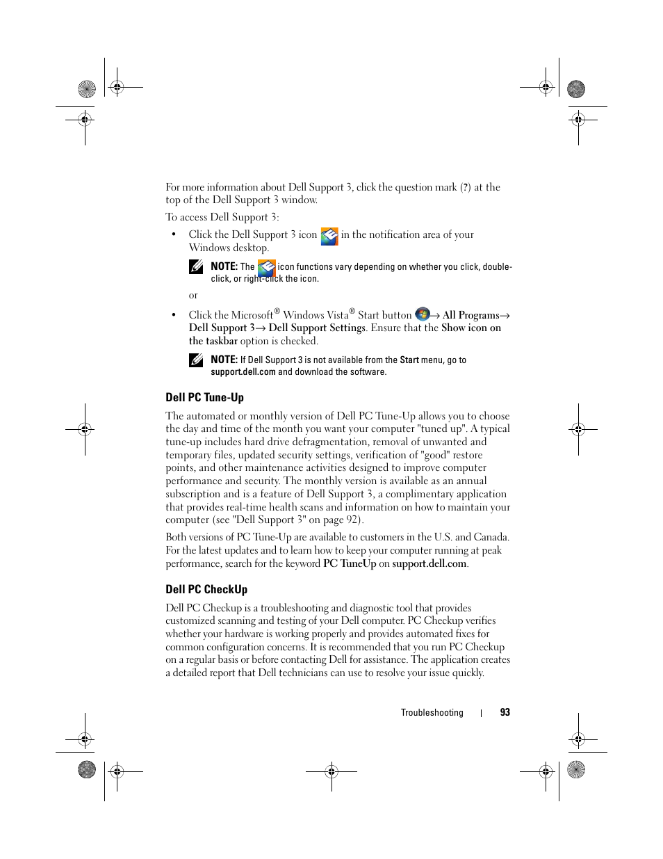 Dell pc tune-up, Dell pc checkup | Dell XPS M1330 (M1330, Mid 2007) User Manual | Page 93 / 202