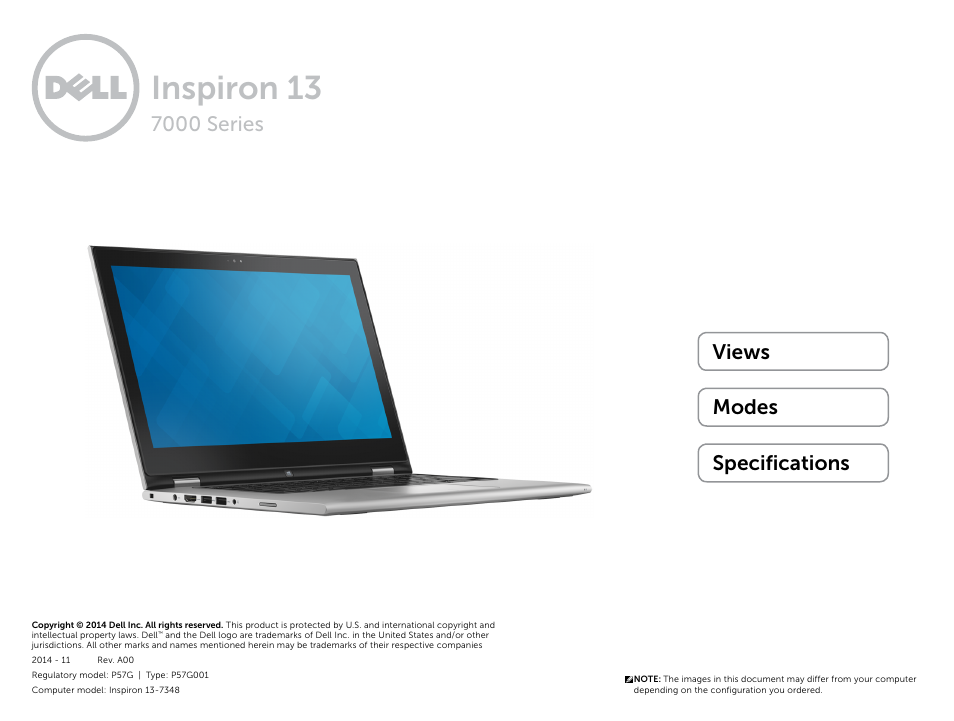 Dell Inspiron 13 7000 Series 2-in-1(7348, Early 2015) User Manual | 24 pages