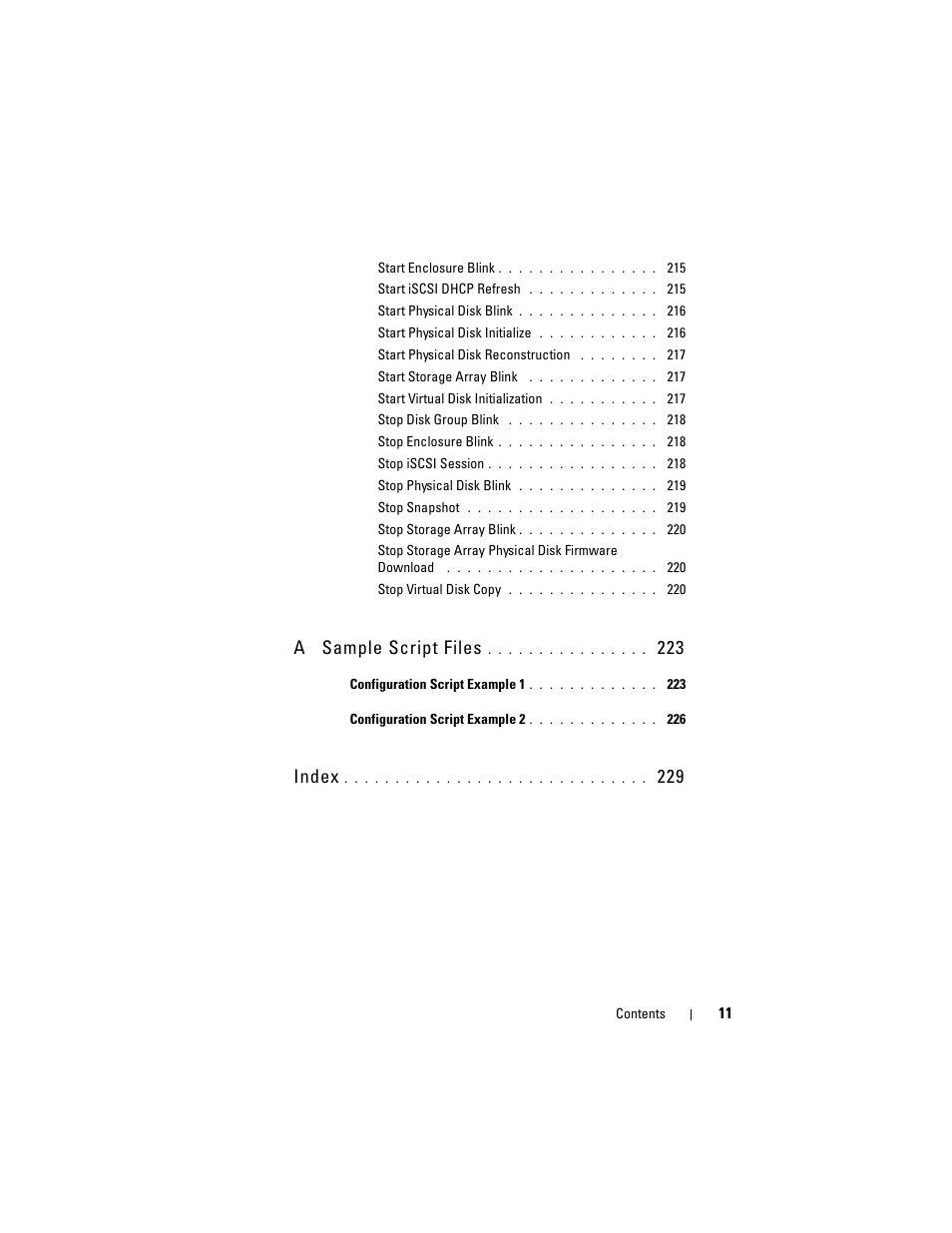 A sample script files, Index | Dell PowerVault MD3000 User Manual | Page 11 / 236