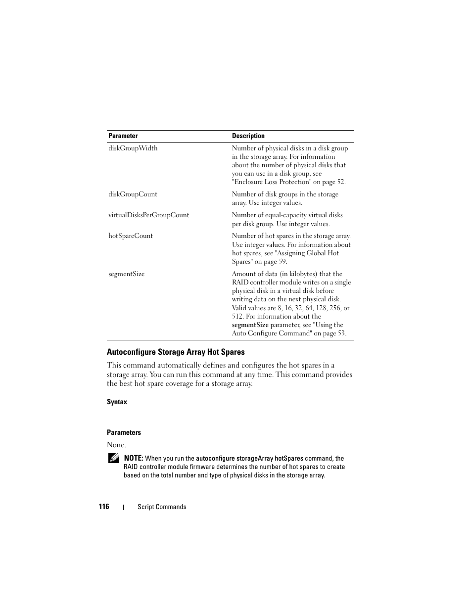 Autoconfigure storage array hot spares | Dell PowerVault MD3000 User Manual | Page 116 / 236