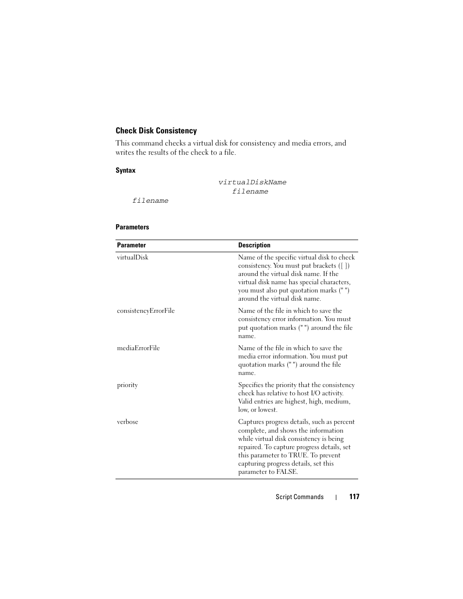 Check disk consistency | Dell PowerVault MD3000 User Manual | Page 117 / 236