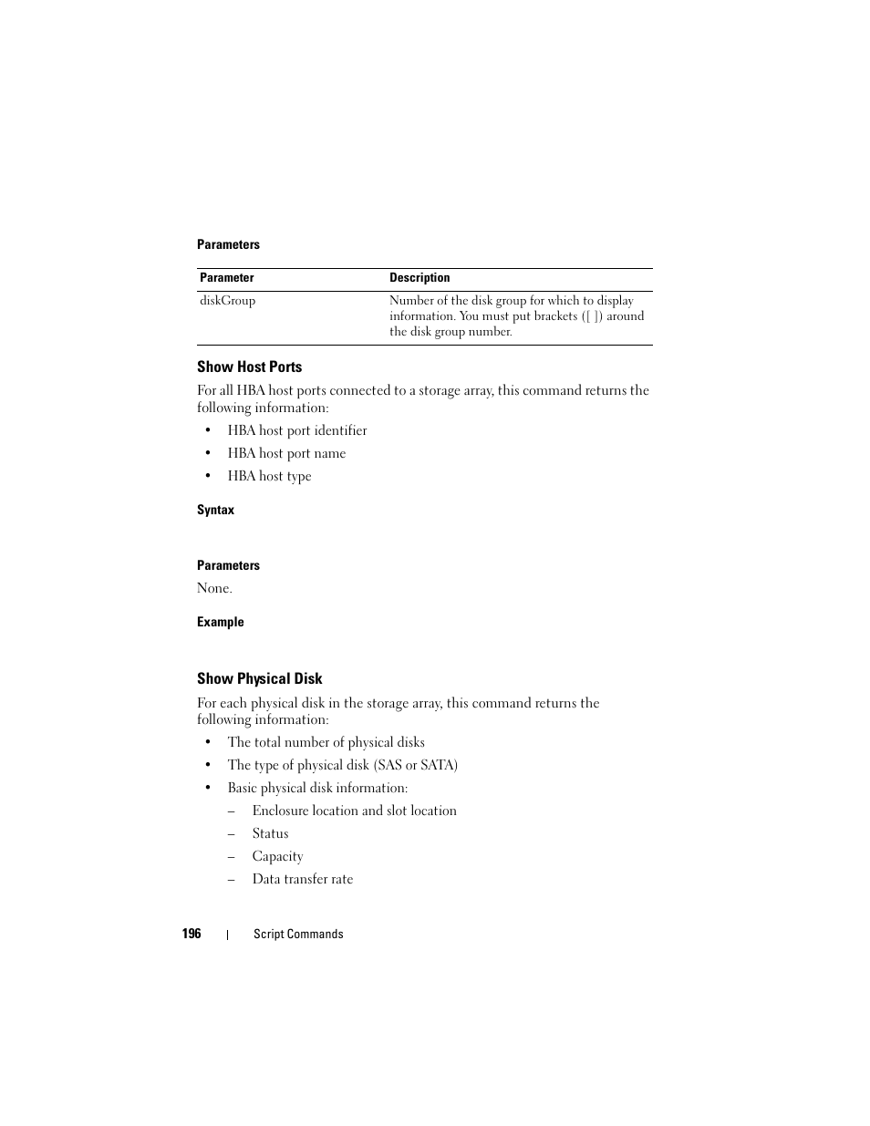 Show host ports, Show physical disk | Dell PowerVault MD3000 User Manual | Page 196 / 236