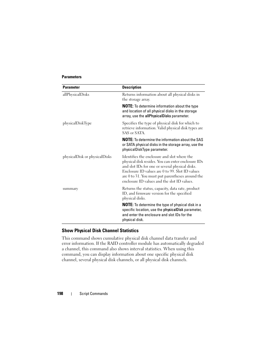 Show physical disk channel statistics | Dell PowerVault MD3000 User Manual | Page 198 / 236