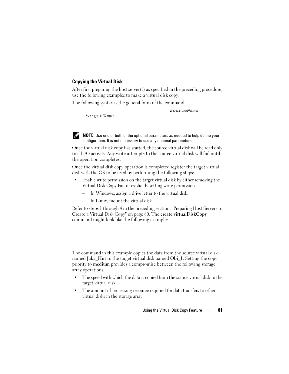 Copying the virtual disk | Dell PowerVault MD3000 User Manual | Page 81 / 236