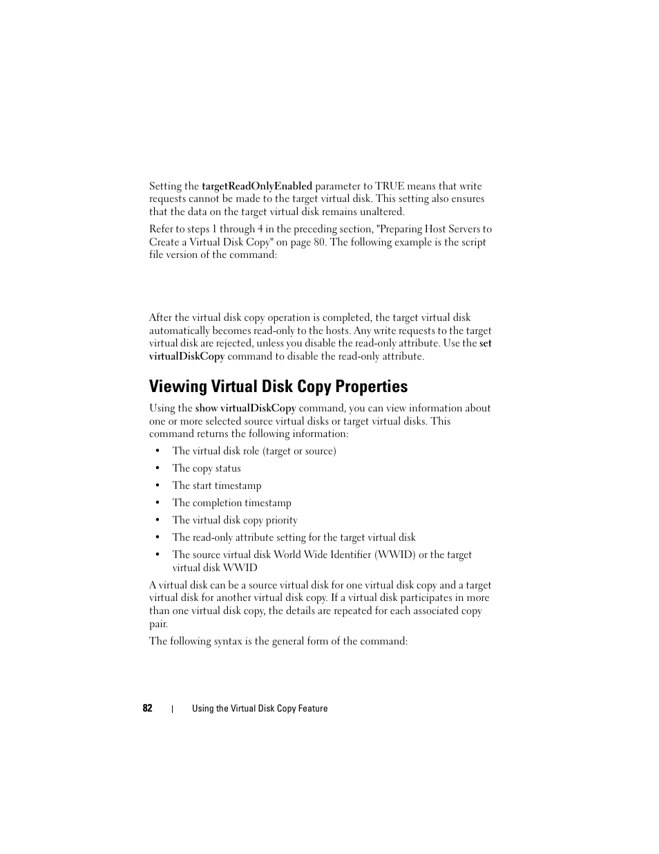 Viewing virtual disk copy properties | Dell PowerVault MD3000 User Manual | Page 82 / 236
