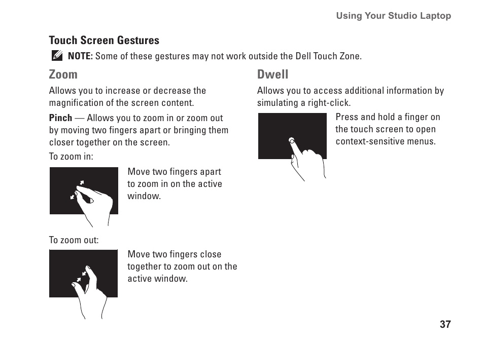 Zoom, Dwell | Dell Studio 1557 (Late 2009) User Manual | Page 39 / 102