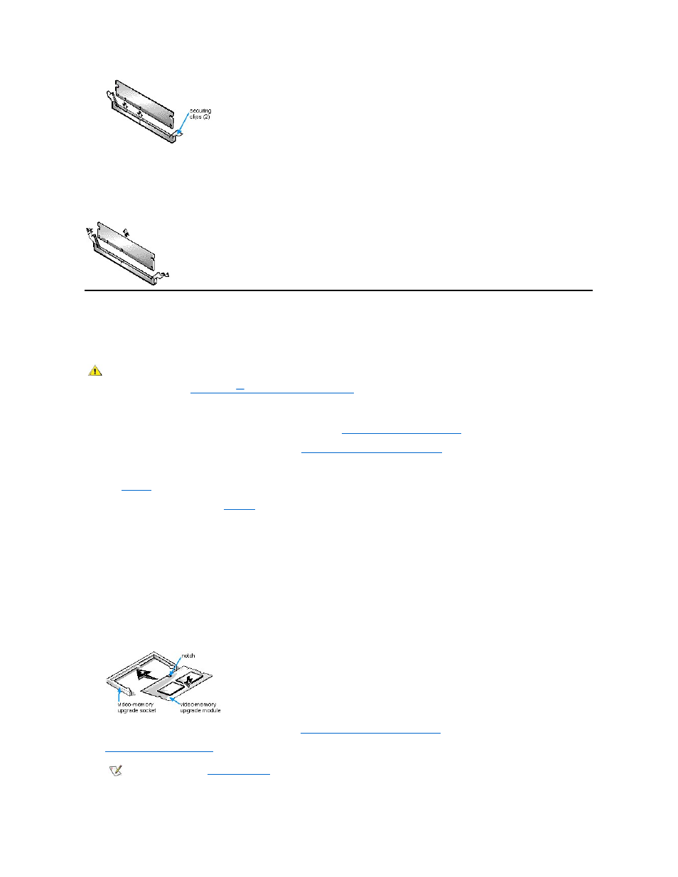 Video memory (gx1 only), Adding video memory (optiplex gx1 only), Removing a dimm | Dell OptiPlex GX1p User Manual | Page 40 / 70