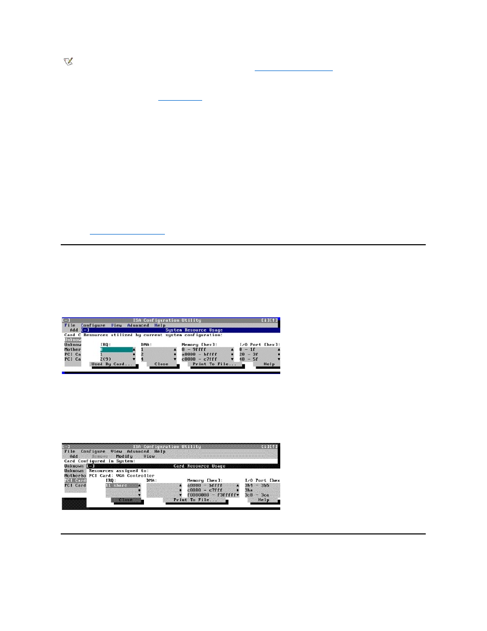 Viewing resources, Saving the system configuration | Dell OptiPlex GX1p User Manual | Page 68 / 70