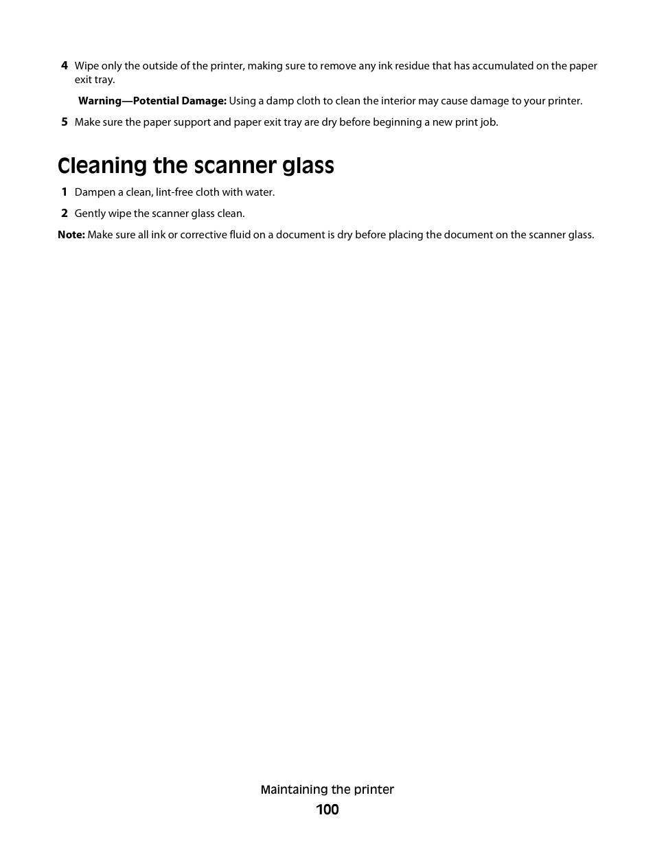 Cleaning the scanner glass | Dell V515w All In One Wireless Inkjet Printer User Manual | Page 100 / 141