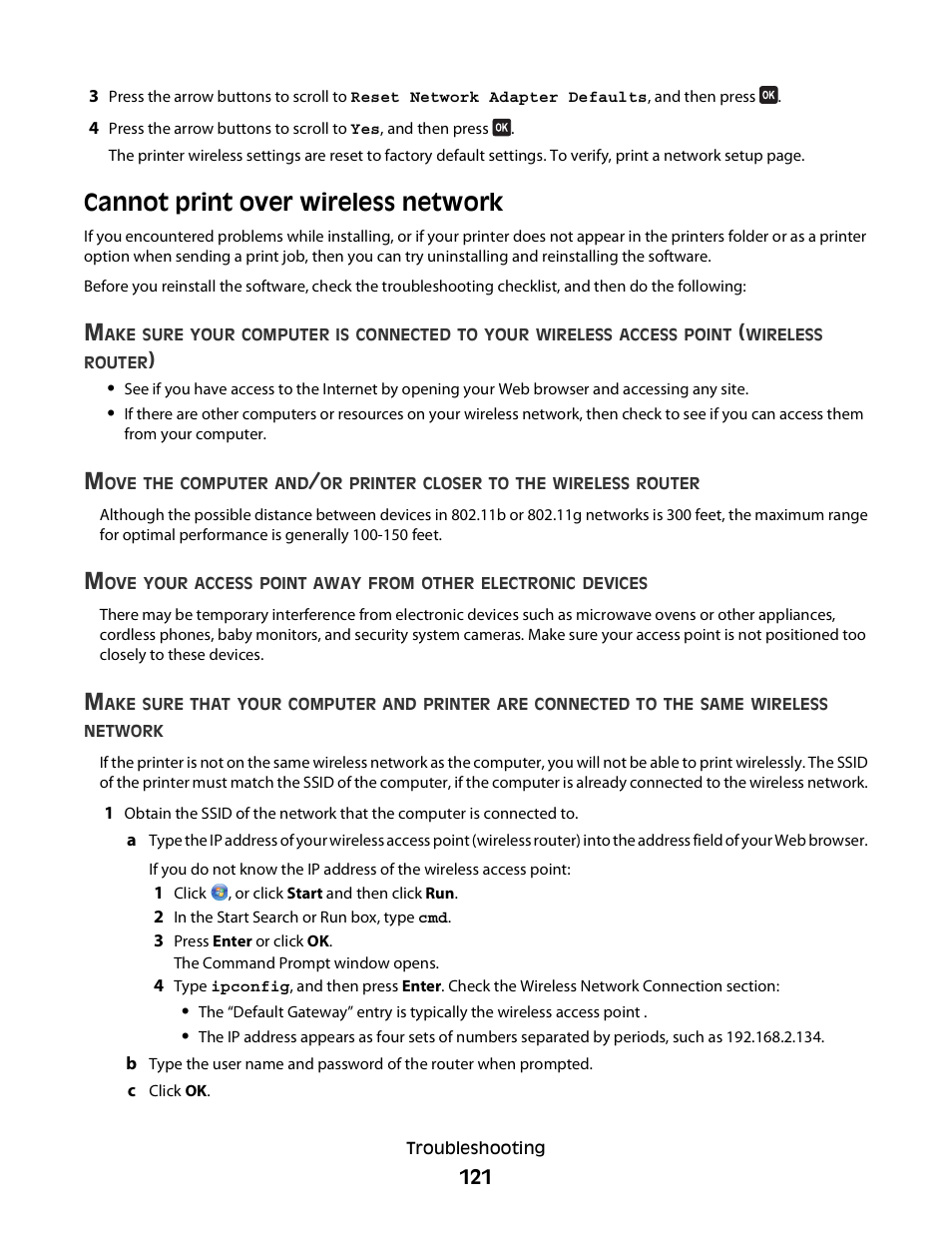 Cannot print over wireless network | Dell V515w All In One Wireless Inkjet Printer User Manual | Page 121 / 141