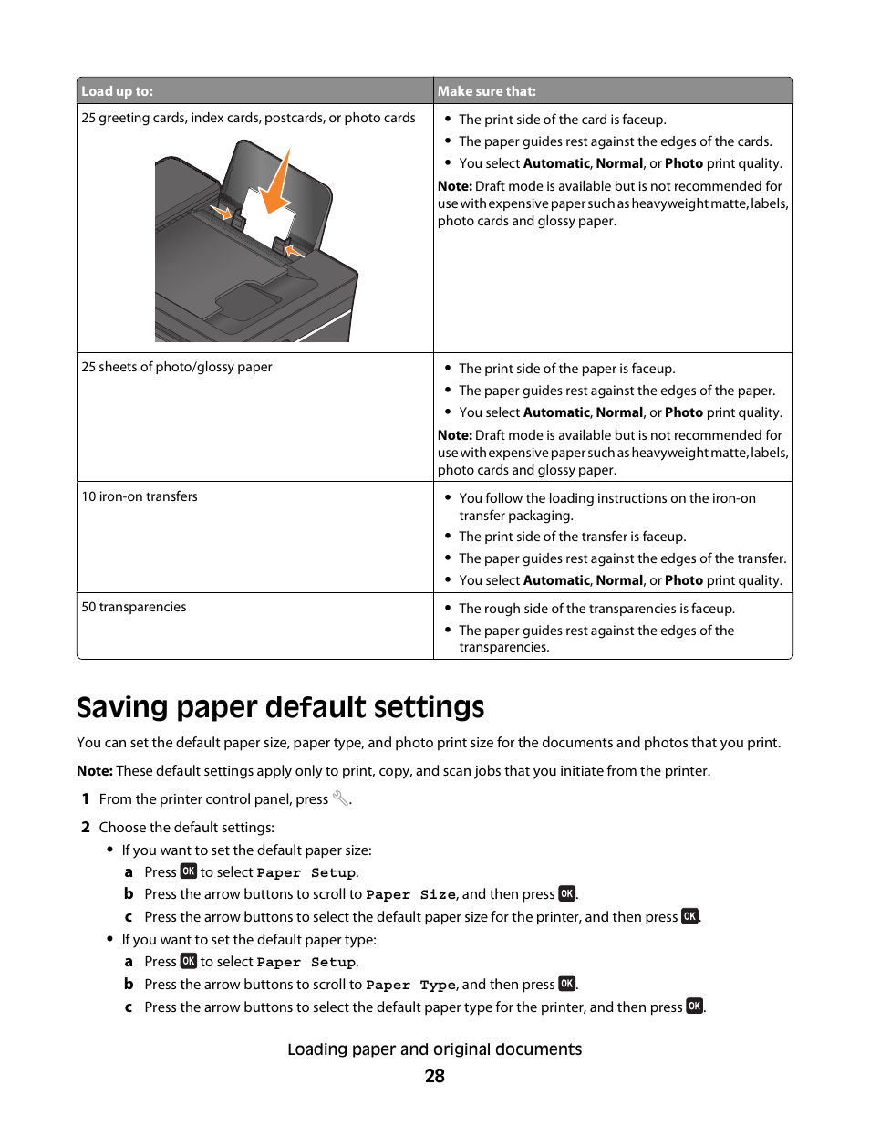 Saving paper default settings | Dell V515w All In One Wireless Inkjet Printer User Manual | Page 28 / 141