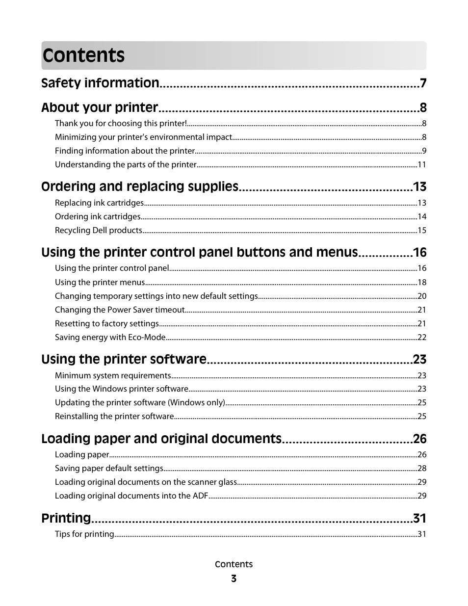 Dell V515w All In One Wireless Inkjet Printer User Manual | Page 3 / 141