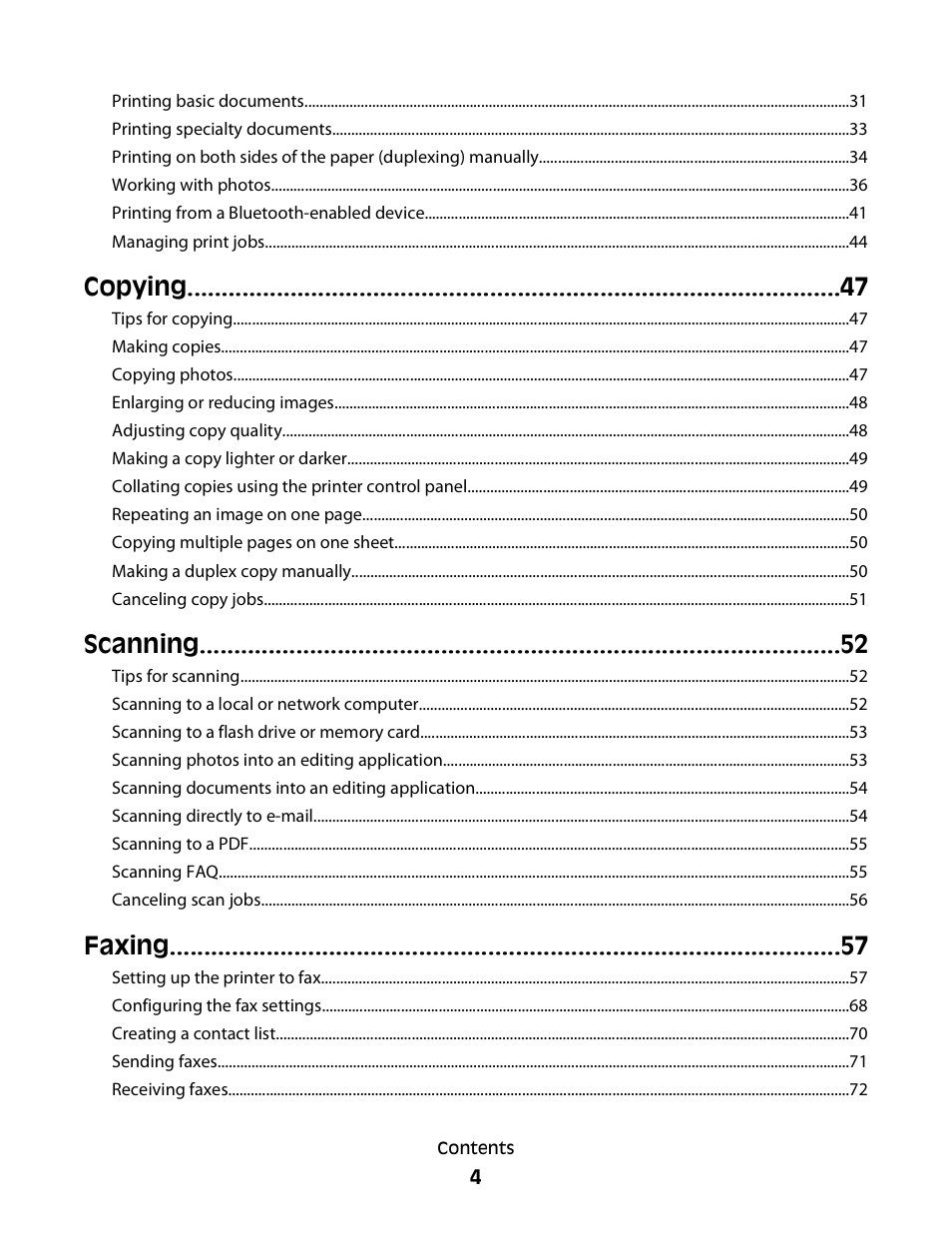 Copying, Scanning, Faxing | Dell V515w All In One Wireless Inkjet Printer User Manual | Page 4 / 141