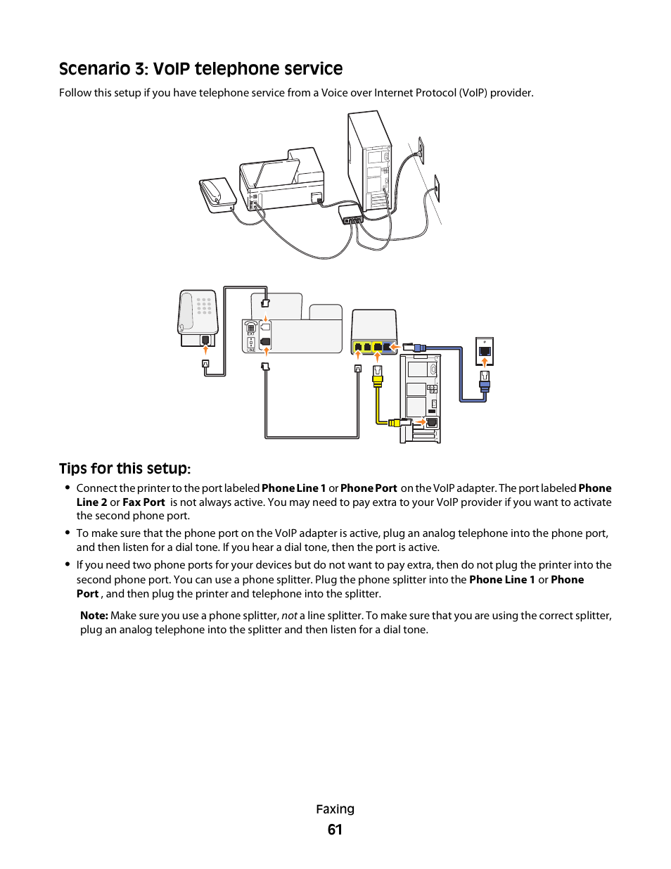 Scenario 3: voip telephone service | Dell V515w All In One Wireless Inkjet Printer User Manual | Page 61 / 141