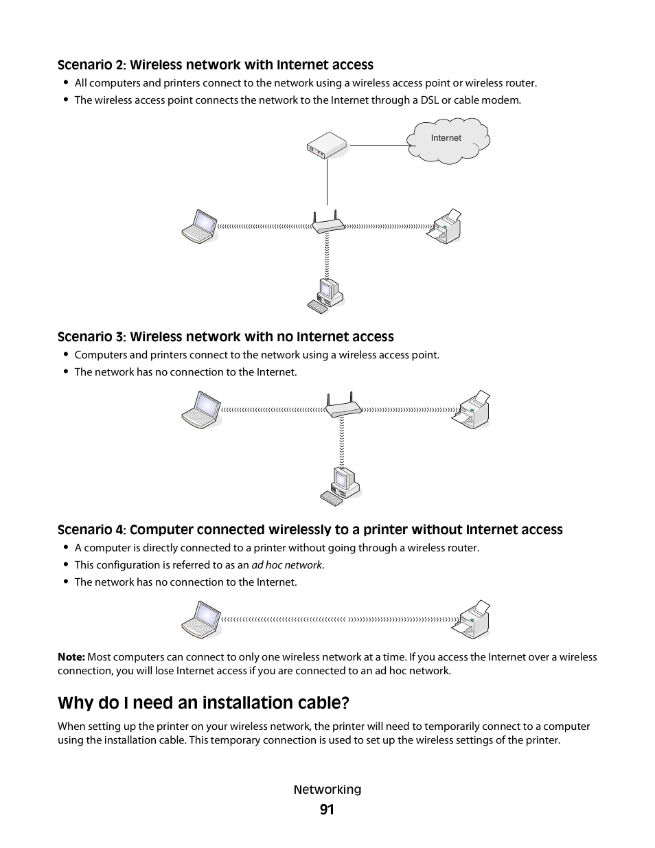 Why do i need an installation cable | Dell V515w All In One Wireless Inkjet Printer User Manual | Page 91 / 141