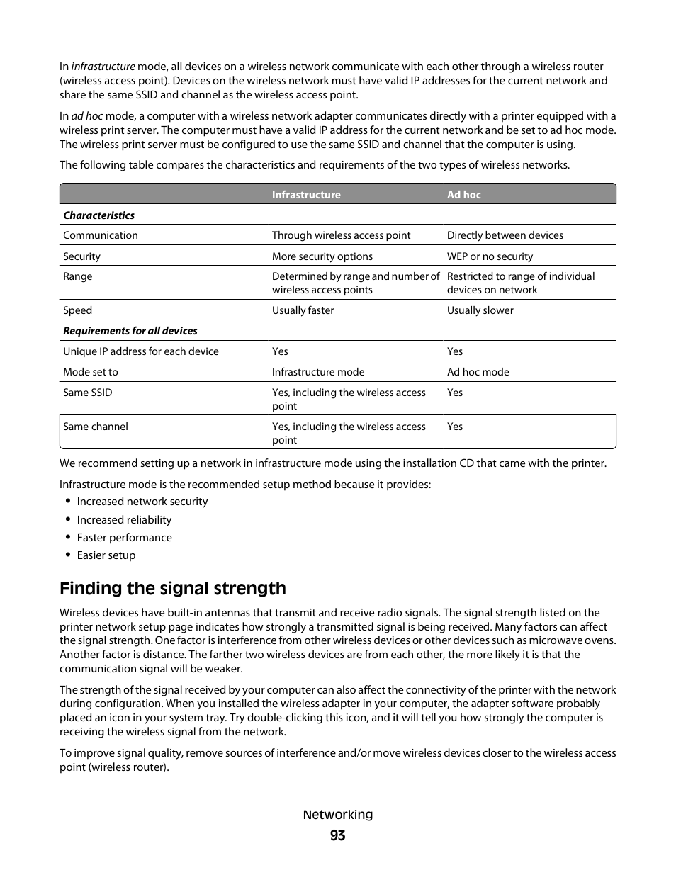 Finding the signal strength | Dell V515w All In One Wireless Inkjet Printer User Manual | Page 93 / 141