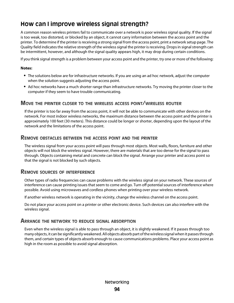 How can i improve wireless signal strength | Dell V515w All In One Wireless Inkjet Printer User Manual | Page 94 / 141