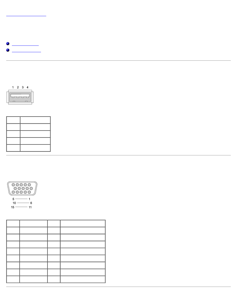 Pinout assignments for i/o connectors, Usb connector, Video connector | Dell Latitude 100L User Manual | Page 47 / 51