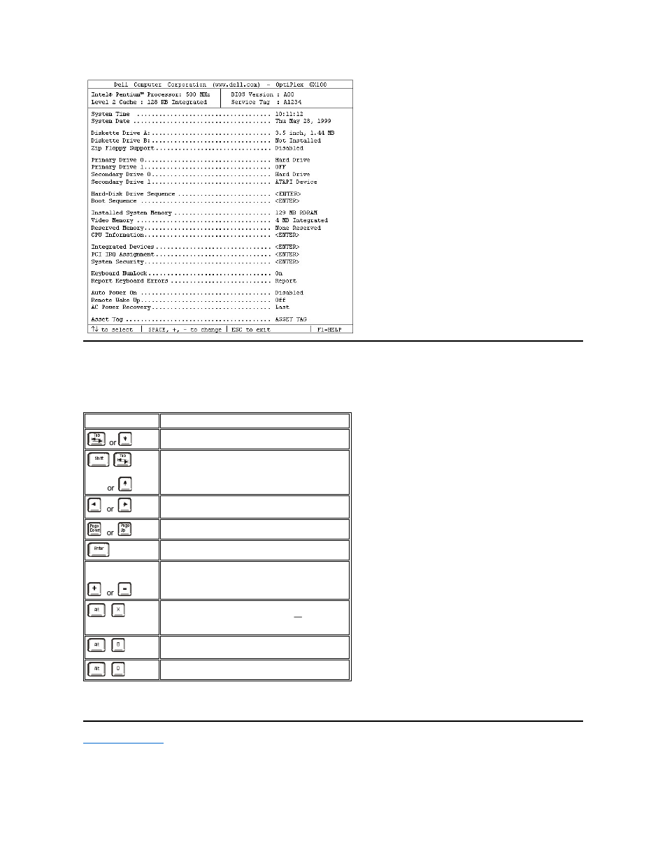 System setup navigation keys | Dell OptiPlex GX100 User Manual | Page 106 / 107